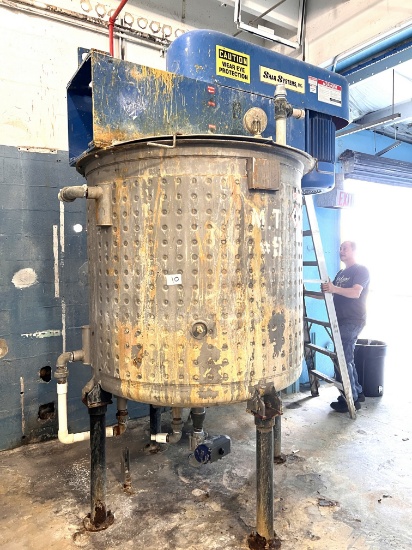 Jacketed S/S Tank , Explosion Proof Mixer with 50 H.P. Motor, with Remote Starter, and Speed Control