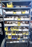 Lot: (9) Shelves of Parts Bins with: Brass Fittings, Brass Barb Fittings, Compression Fittings and M