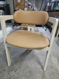 Rounded Back Leather Cushioned Metal Chairs