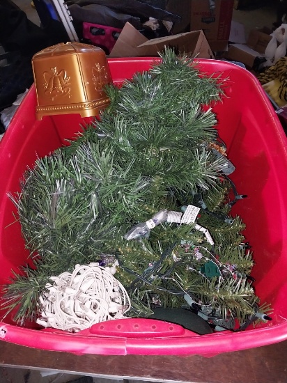Christmas Decorations, lights with plastic bin