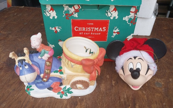 Micky Mouse Ornament and Piglet and Donkey -1995 Christmas at our house - Disney