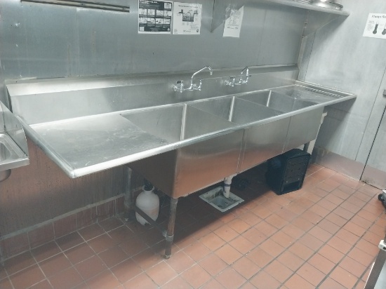120 in. 3 Compartment Stainless Steel Sink with wet and dry
