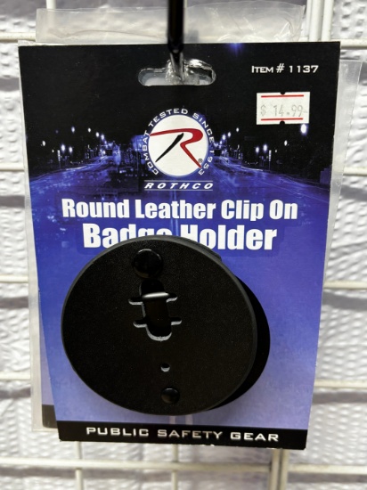 Rothco Round Leather Badge Clip On Holder