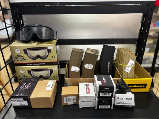 Shelf Lot of Airsoft Accessories