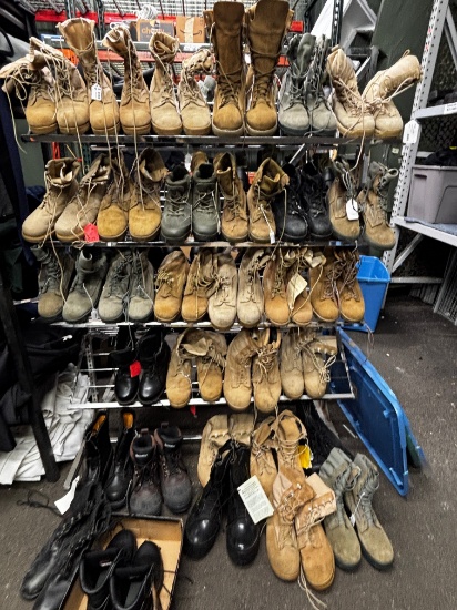 Lot of Assorted New & Military Surplus Boots