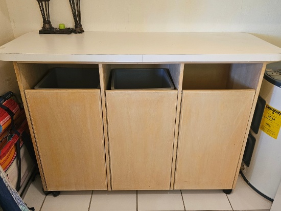 59" Rolling Three Door Hamper Storage Unit