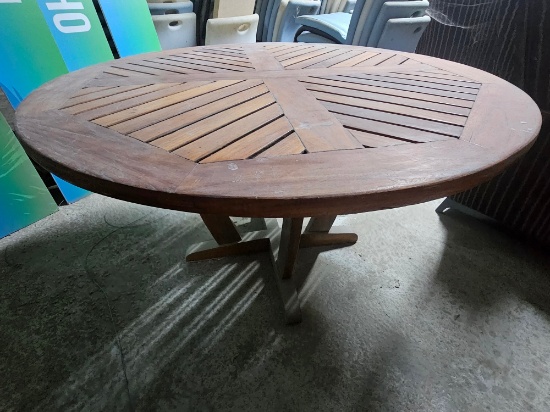 50"R Solid Wood Dining Table (needs refurbishment)