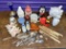 Lot, Miscellaneous Porcelain Mini Shoes, New Piggy Bank, Demi Tass Silverware and More