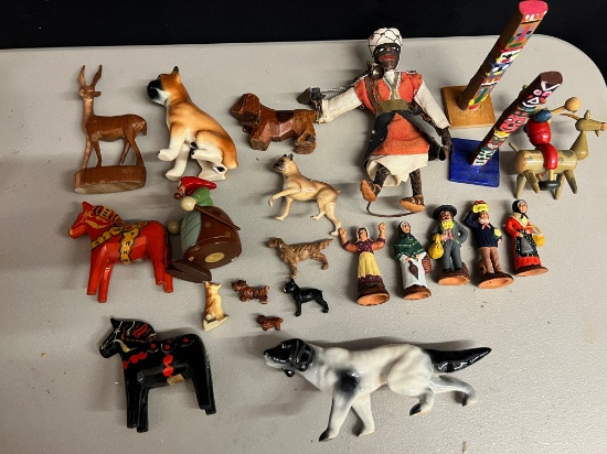 Lot,(22) Assorted Miniatures, Dogs, Horses, People, Misc