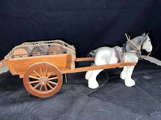 Predecessor of Budweiser, Clydesale Pulling 3 Kegs of Beer, 15" Wide