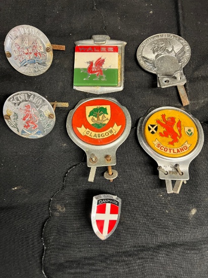 Lot, (7) Antique Scotish and English Car Medal Insignias