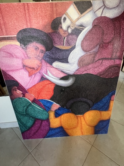 Ernesto Gutierrez Oil on Jute, 38" X 48". Stretched But Not Framed  Signes by Artist,