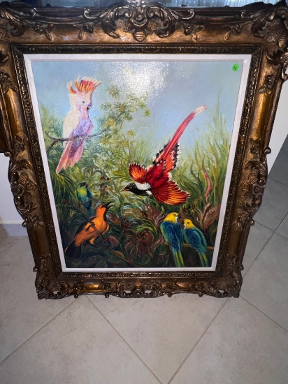 Oil Painting  32" X 40", in Dark Wood Frame, Signed By Mont Lach