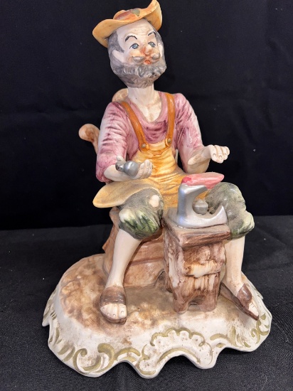 Porcelain Shoemaker by Capodimonte, 12" High, X 8" Deep X 10" Wide