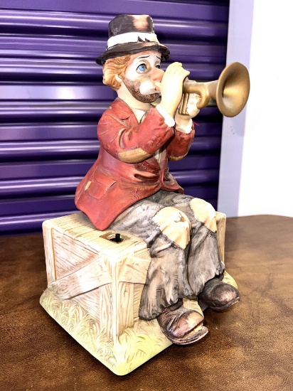 Battery Operated Ceramic Trumpet Player, 12" High X 7" Wide X 6" Deep