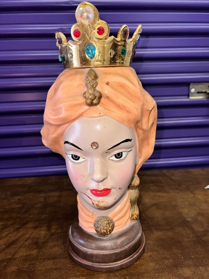 Ceramic Bust of Indian Princess with Bindi, 14" High