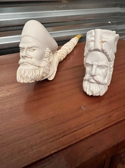 Brand New Ivory Carved Pipes, (1) 16" and (1) 5.5"