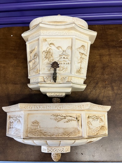 2 Piece, Ceramic Set, Wall Mount Sconce or Fountain with Bath