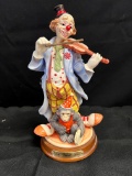 Porcelain Clown Palying the Fiddle with Pet Monkey Playing Tambourine, 