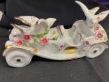 Capodimonte Porcelain of 1953 MG-TD Classic Automobile with Flowers & Birds, 9 