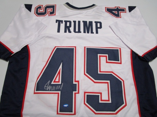 Donald Trump POTUS 45 signed autographed football jersey TAA COA 467