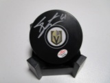 Mark Stone of the Vegas Golden Knights signed autographed logo hockey puck PAAS COA 298