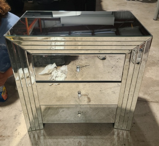 Mirrored NIghtstand - 31 in Wide - small crack