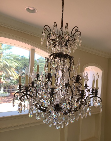 16 light Crystal and metal chandelier