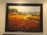 Flowers in Meadow - Original Artwork - signed and Framed -  43 x55 in