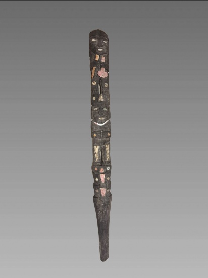 Pre-Columbian Chimu Wooden Staff with Inlay