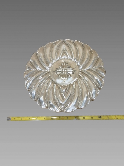 Vintage Silver Overlay Glass Serving Platter