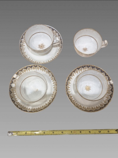 Mid-Century Royal Copenhagen Porcelain Cup and Saucer Set of 4