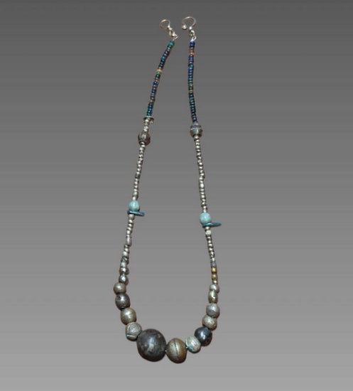 Pre-Columbian Silver Moche Beaded Necklace