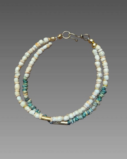 Pre-Columbian Jade and Gold Beaded Bracelet