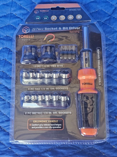 New, Sealed Torelli (29) Piece Socket & Bit Driver