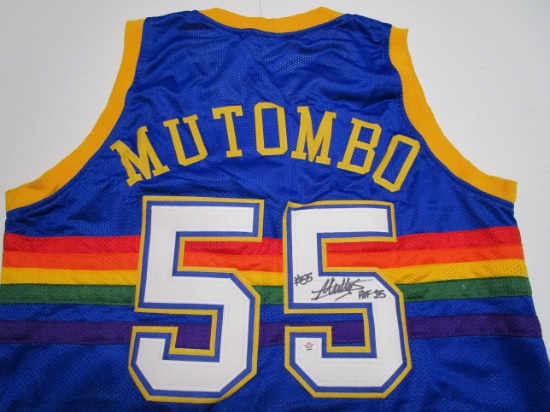 Dikembe Mutombo of the Denver Nuggets signed autographed basketball jersey PAAS COA 983