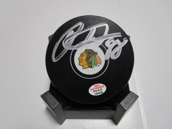 Connor Bedard of the Chicago Blackhawks signed autographed logo hockey puck PAAS COA 328