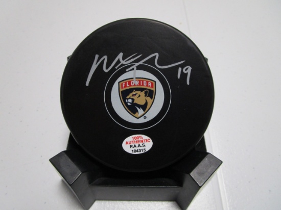 Matthew Tkachuk of the Florida Panthers signed autographed logo hockey puck PAAS COA 315
