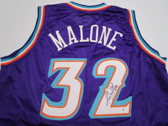 Karl Malone of the Utah Jazz signed autographed basketball jersey PAAS COA 578