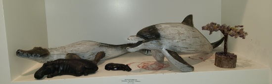 Amethyst Tree and Wooden carved animals