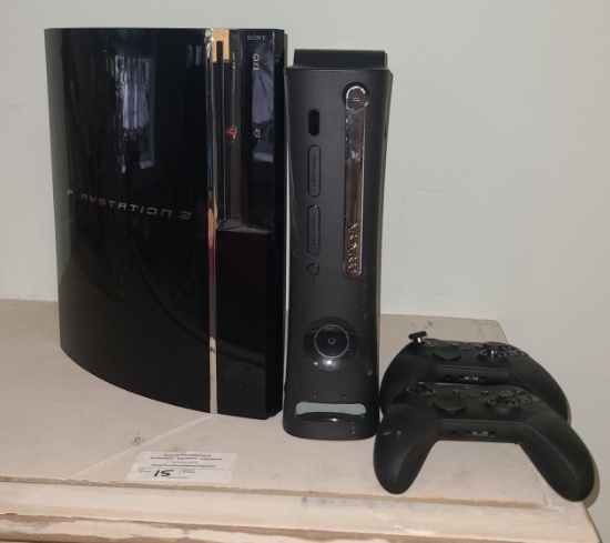 Playstation 3 and Xbox 360 Gaming Console - no power supply - 2 controllers