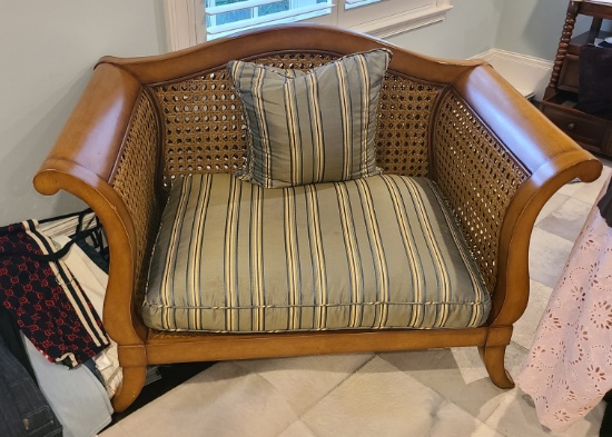 Ralph Lauren Wicker backed Oversized Chair with pillow -56 in