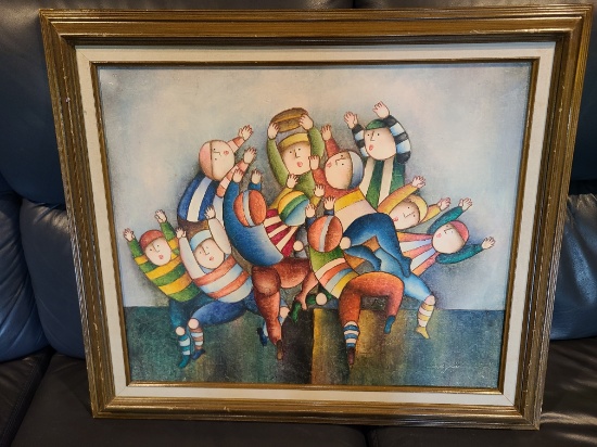 Kids Playing Football - Signed Artwork - 29 x 26 in