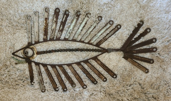 Fish sculpture made from wrench handles- 37 in long