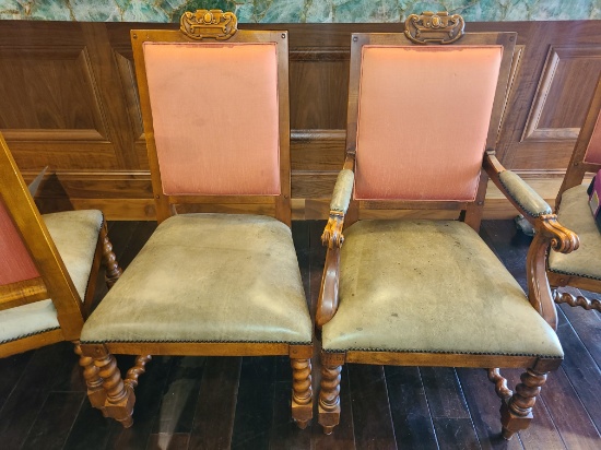 Solid Wood Dining Chairs - 2 are armchairs