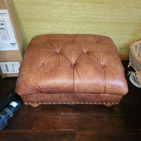Leather Pushpin Ottoman