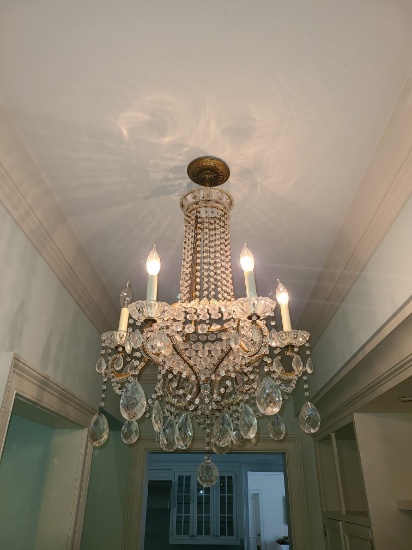Crystal 6 light Chandelier - 20 in Width x 32 in Length