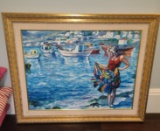 Lady at Harbor by Whitman -Original Artwork - 40 x50 in