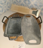 Silver toned Serving trays and others