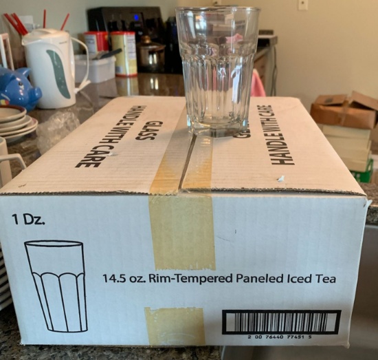 14.5oz Rim-tempered Paneled Iced Tea Glasses